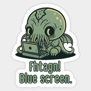 Chibi Cthulhu Programmer - Blue Screen Sticker